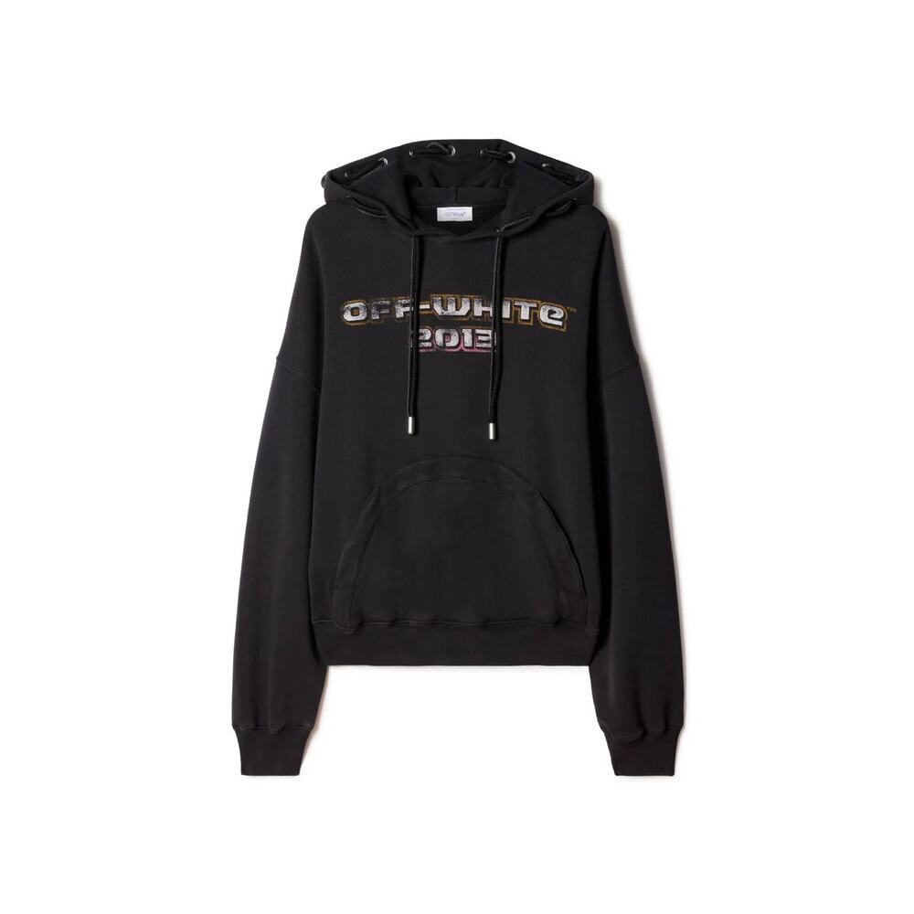 Off-White Black Hoodie with Multicolor Logo
